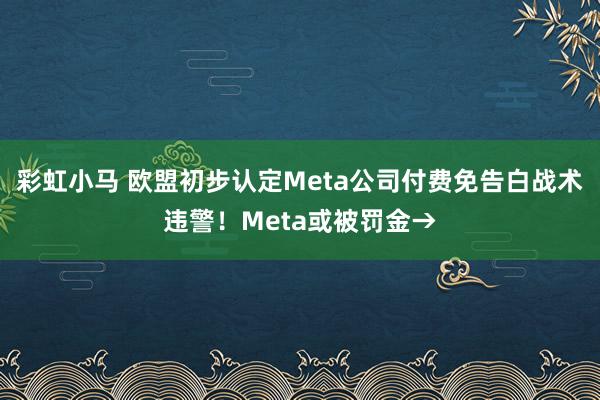彩虹小马 欧盟初步认定Meta公司付费免告白战术违警！Meta或被罚金→