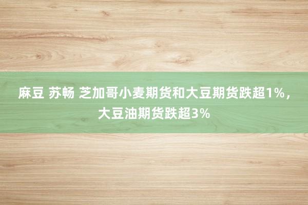 麻豆 苏畅 芝加哥小麦期货和大豆期货跌超1%，大豆油期货跌超3%