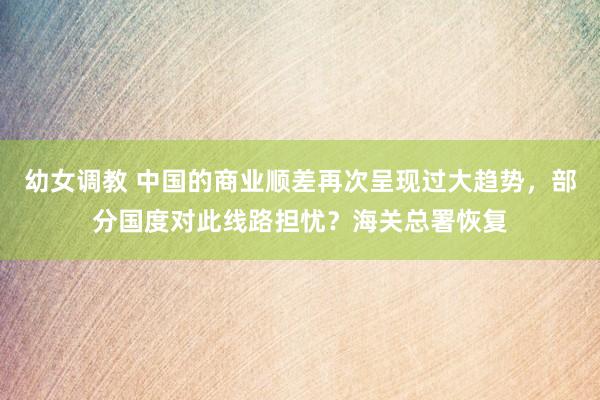 幼女调教 中国的商业顺差再次呈现过大趋势，部分国度对此线路担忧？海关总署恢复