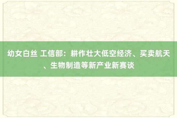 幼女白丝 工信部：耕作壮大低空经济、买卖航天、生物制造等新产业新赛谈