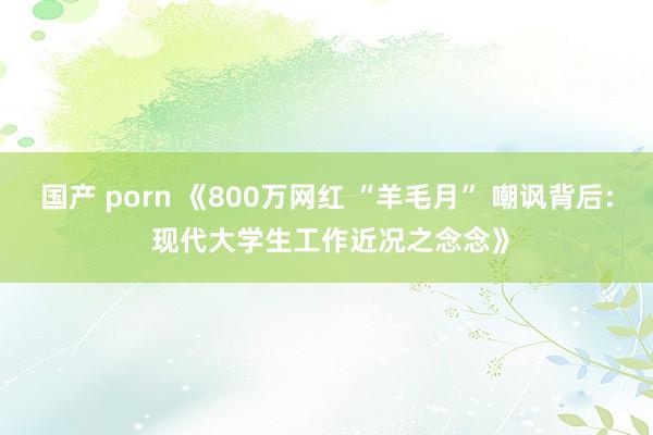 国产 porn 《800万网红 “羊毛月” 嘲讽背后: 现代大学生工作近况之念念》