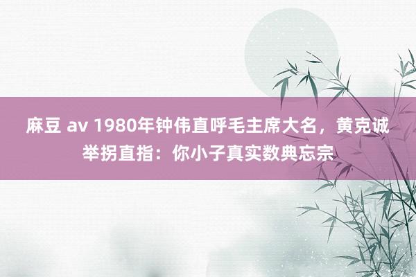 麻豆 av 1980年钟伟直呼毛主席大名，黄克诚举拐直指：你小子真实数典忘宗