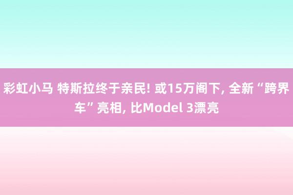 彩虹小马 特斯拉终于亲民! 或15万阁下， 全新“跨界车”亮相， 比Model 3漂亮