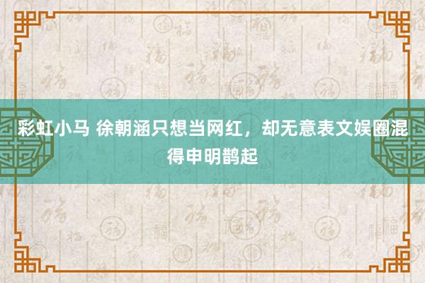 彩虹小马 徐朝涵只想当网红，却无意表文娱圈混得申明鹊起