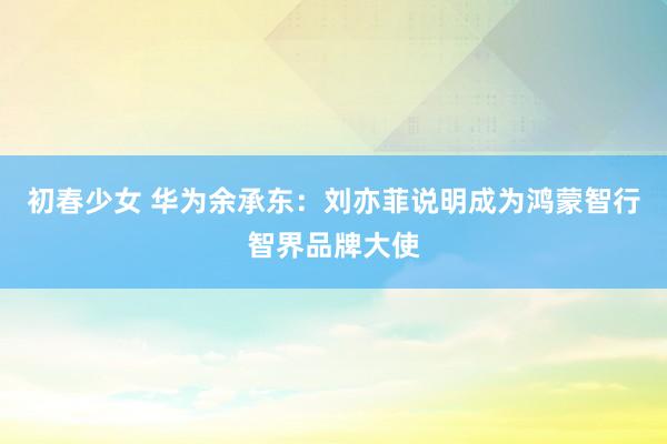 初春少女 华为余承东：刘亦菲说明成为鸿蒙智行智界品牌大使
