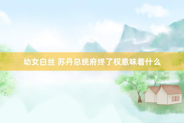 幼女白丝 苏丹总统府终了权意味着什么